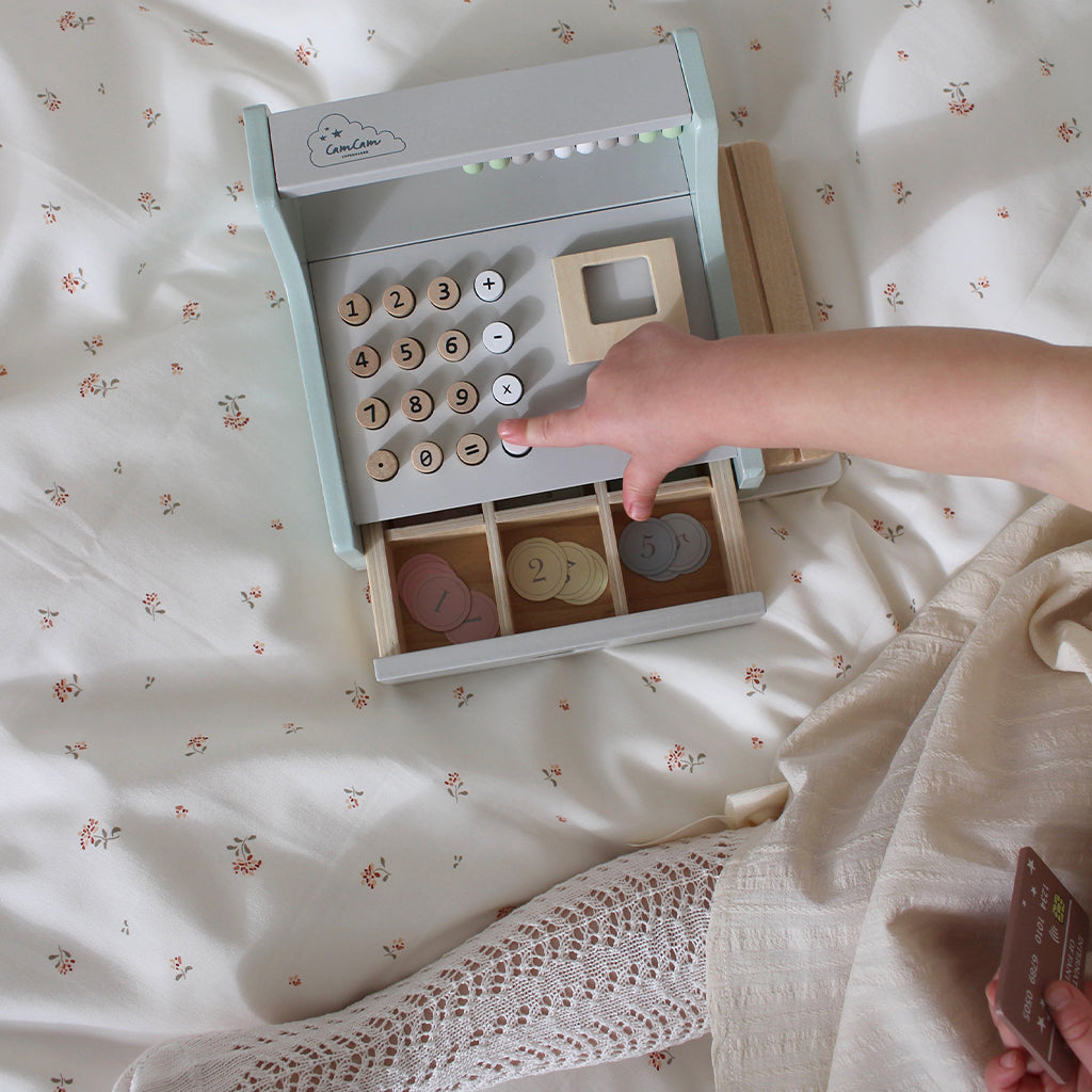 Wooden Cash Register, FSC 100% - Dusty Green
