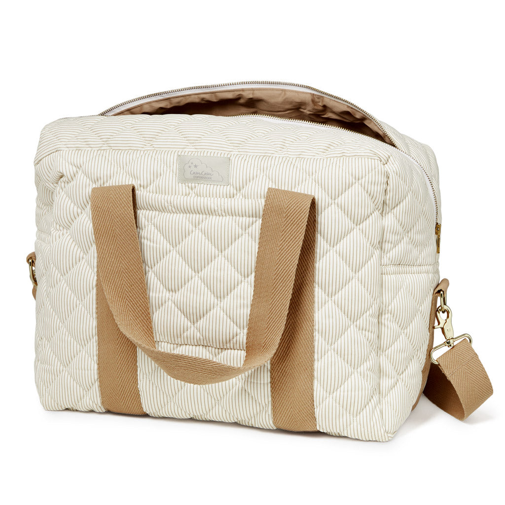 Stor pusletaske m/stropper - OCS - Classic Stripes Camel