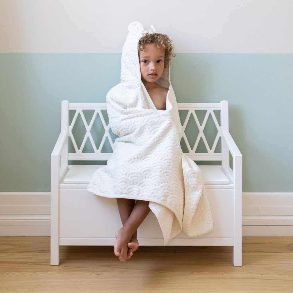 Håndklæde med hætte og ører, Junior - GOTS Off-White