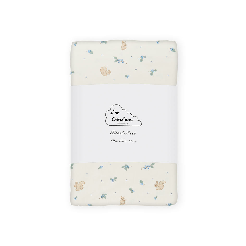 Fitted Sheet, 60x120x15cm - GOTS - Blueberries