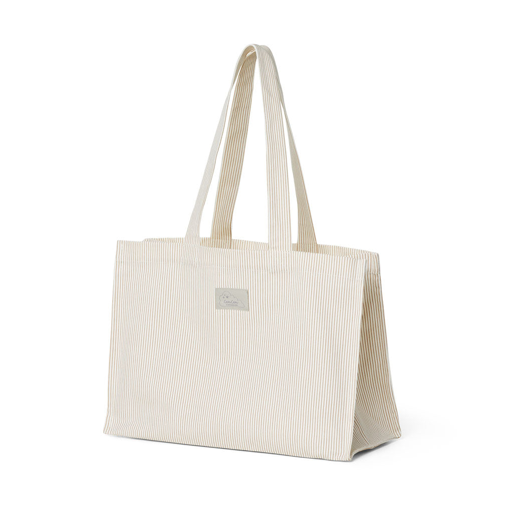Kanvas Tote bag - GOTS - Classic Stripes Camel