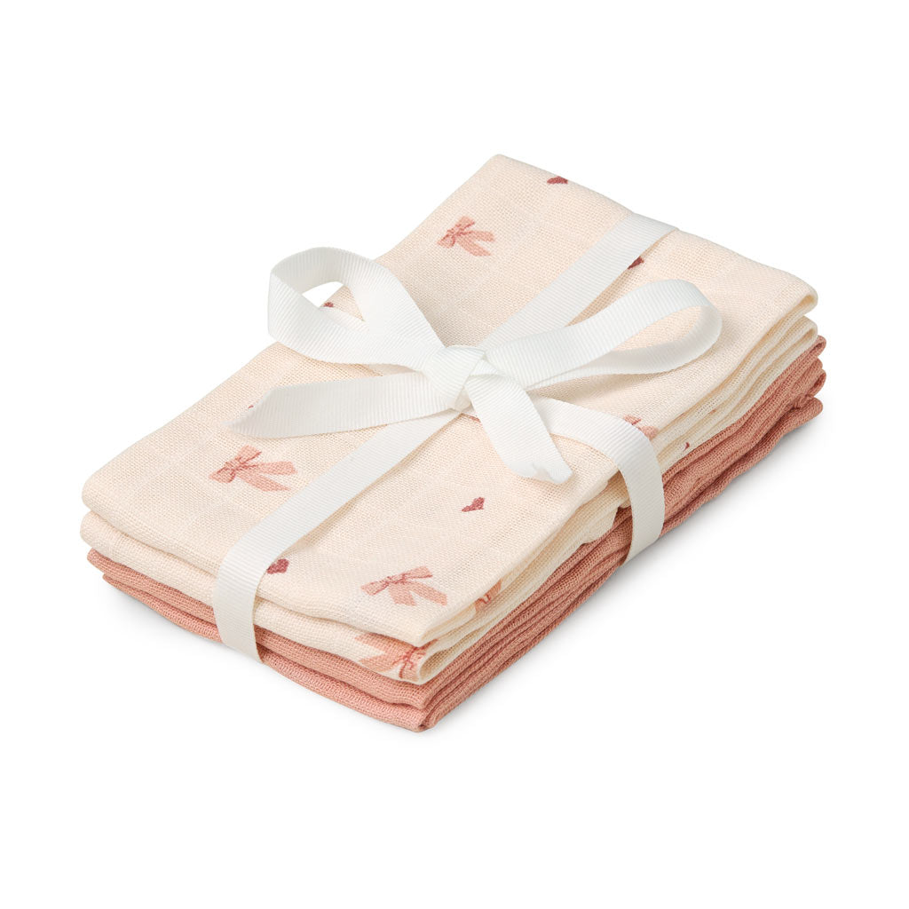 Vaskeklude, 4-pak - GOTS - Bows