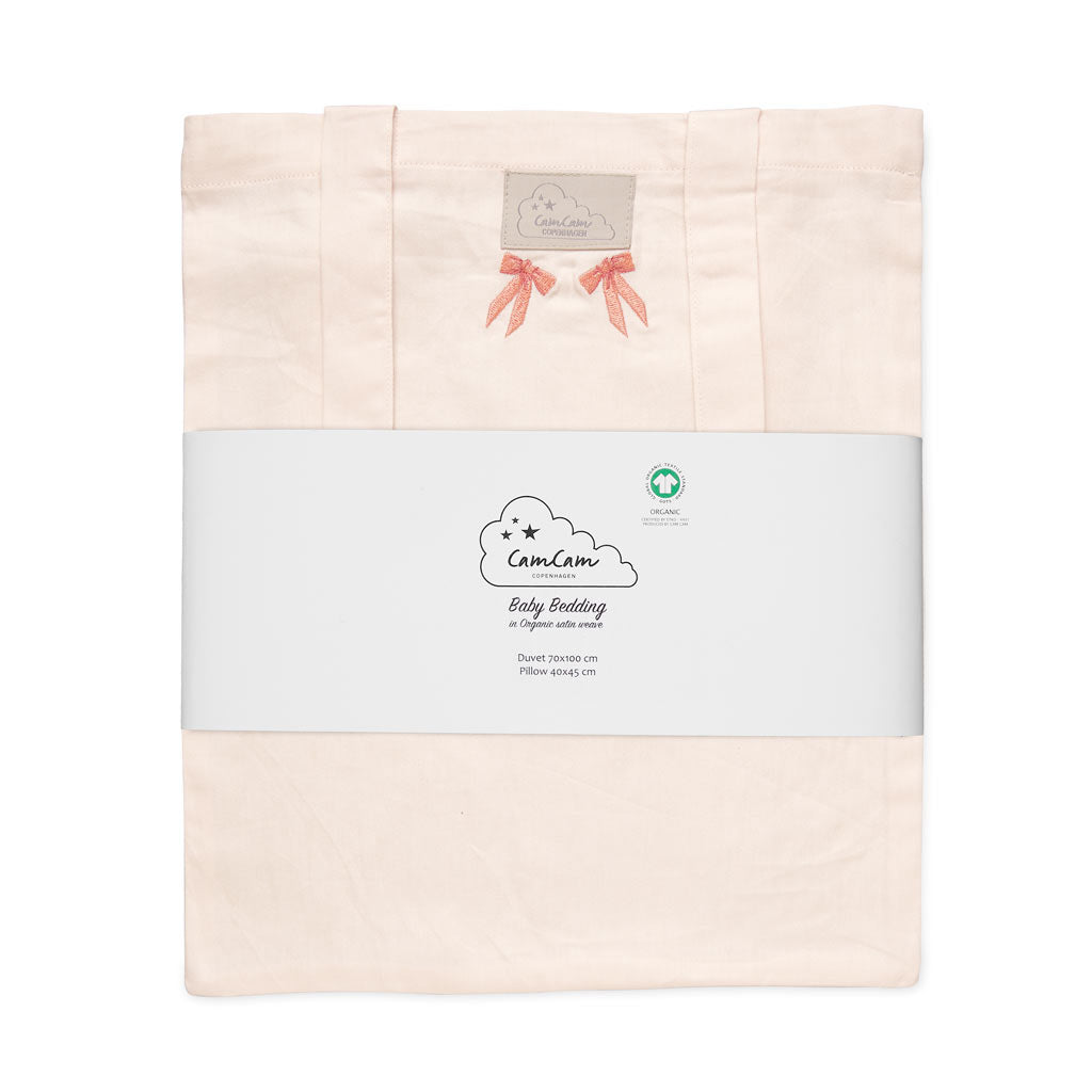 Broderet Sengetøj, Baby, 70x100cm - GOTS - Bows