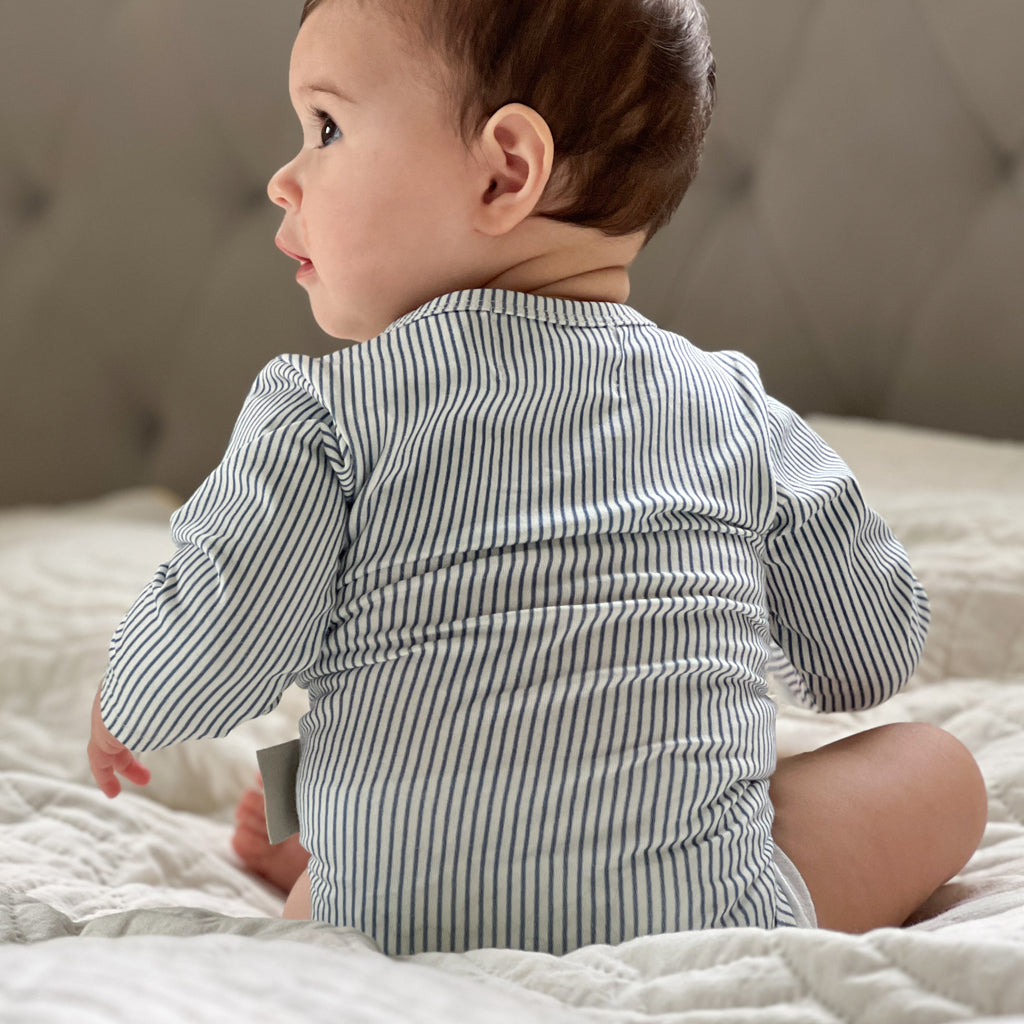 Langærmet Body William - GOTS - Classic Stripes Blue