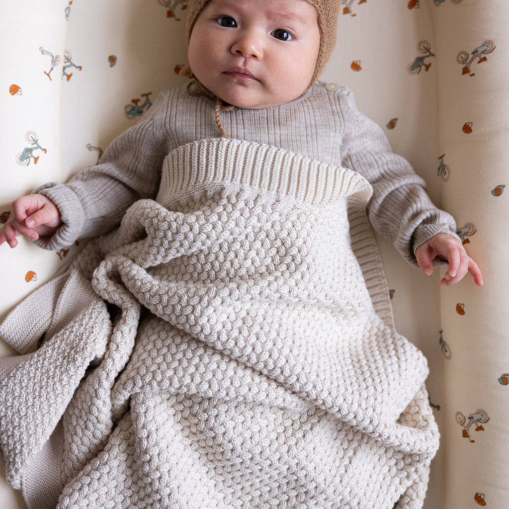Harper Baby Striktæppe - GOTS - Off White