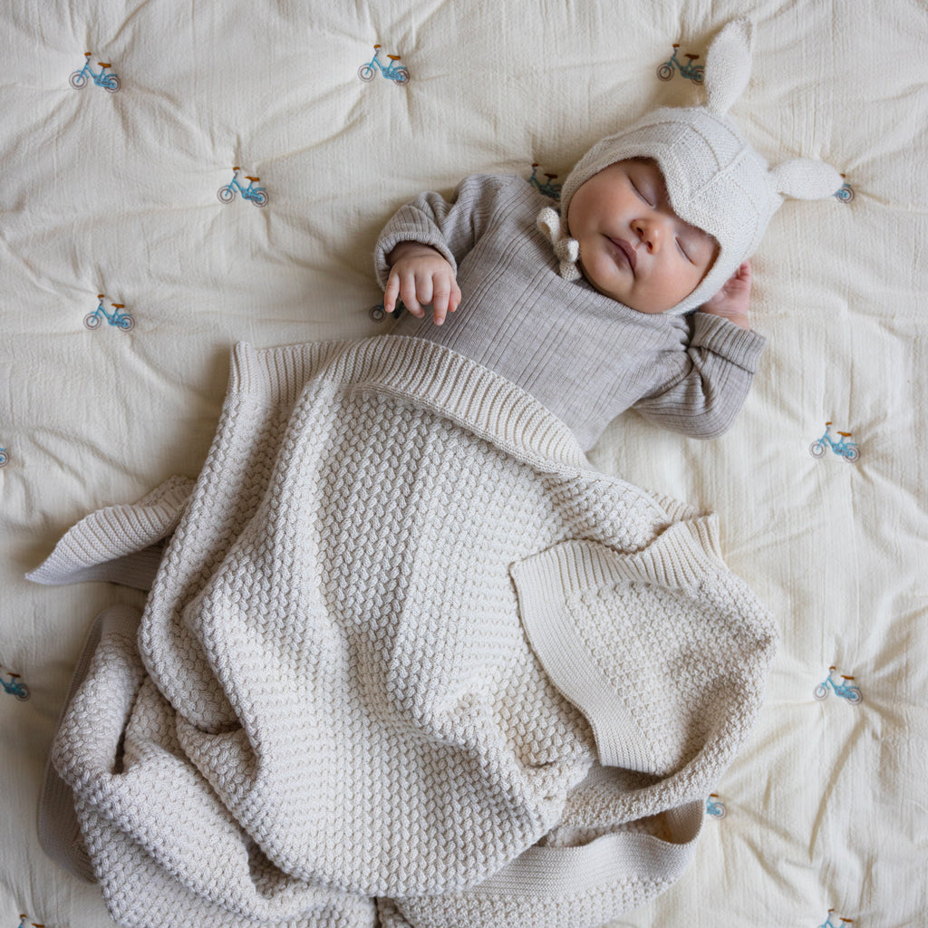 Harper Baby Striktæppe - GOTS - Off White