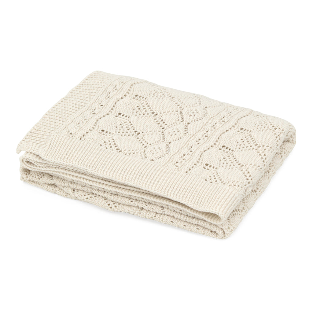 Pointelle Baby Striktæppe - GOTS - Off White