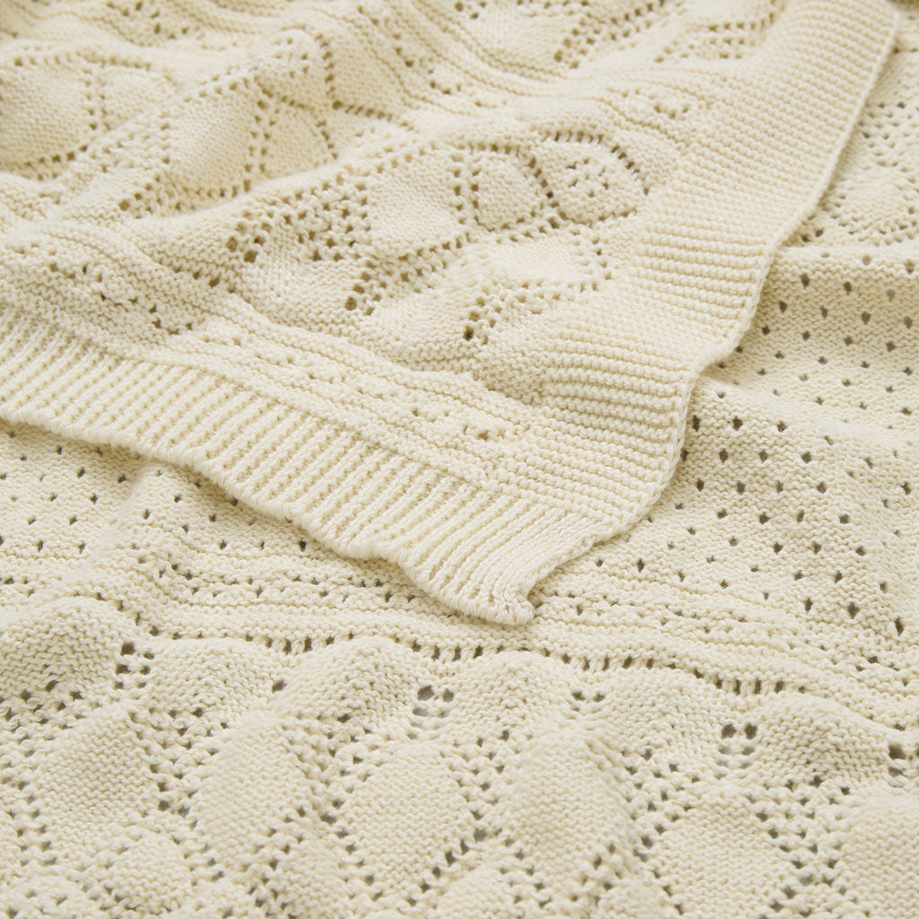 Pointelle Baby Striktæppe - GOTS - Off White
