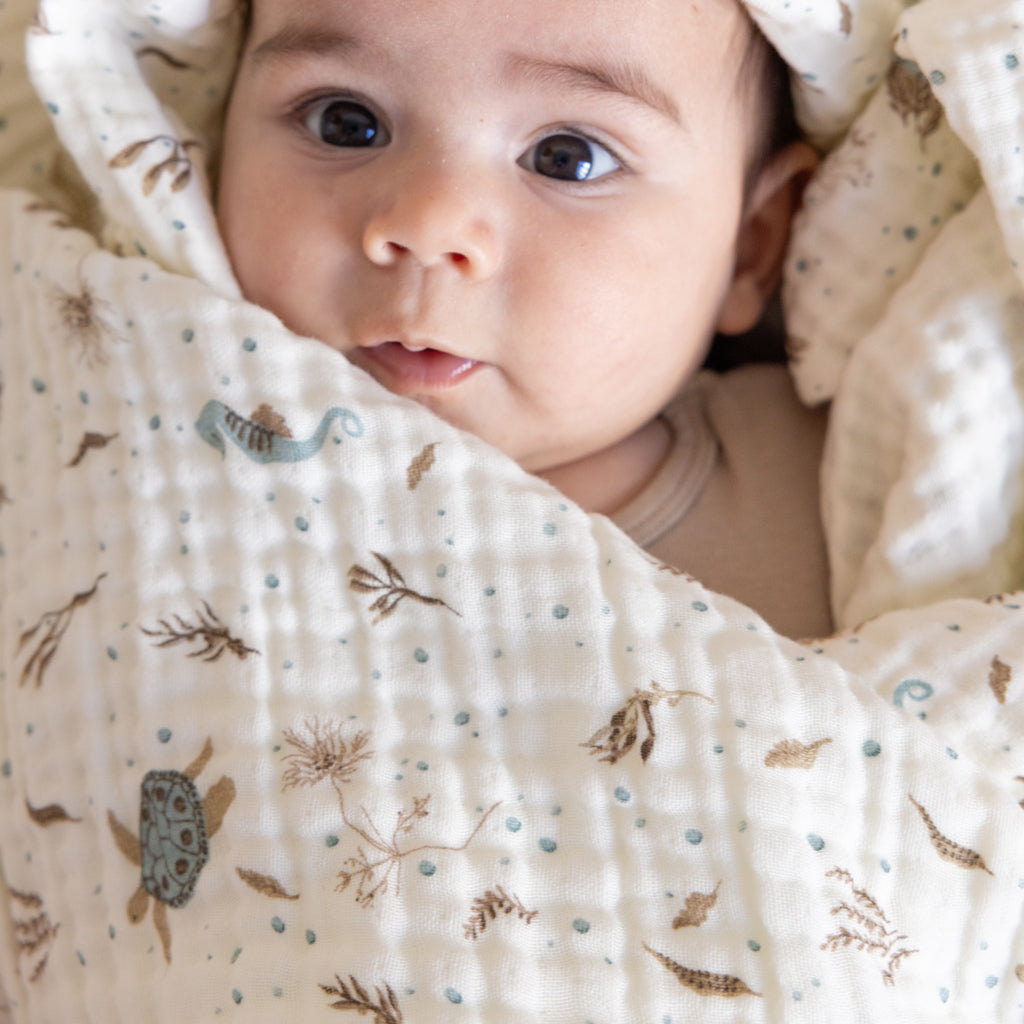 Muslin Babytæppe - GOTS - Sea Garden