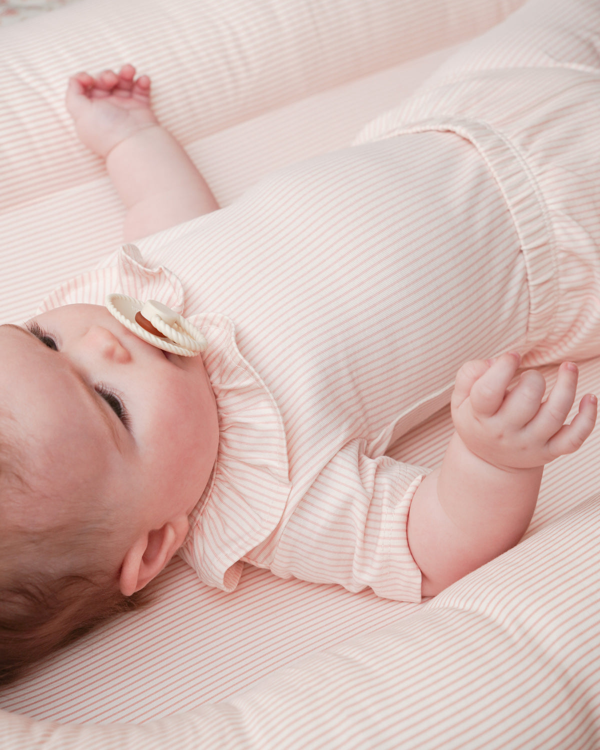Kortærmet Body Olivia, 56 cm - GOTS - Classic Stripes Rose
