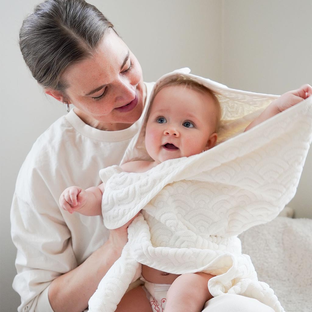 Håndklæde med hætte og ører, Baby - GOTS Off-White