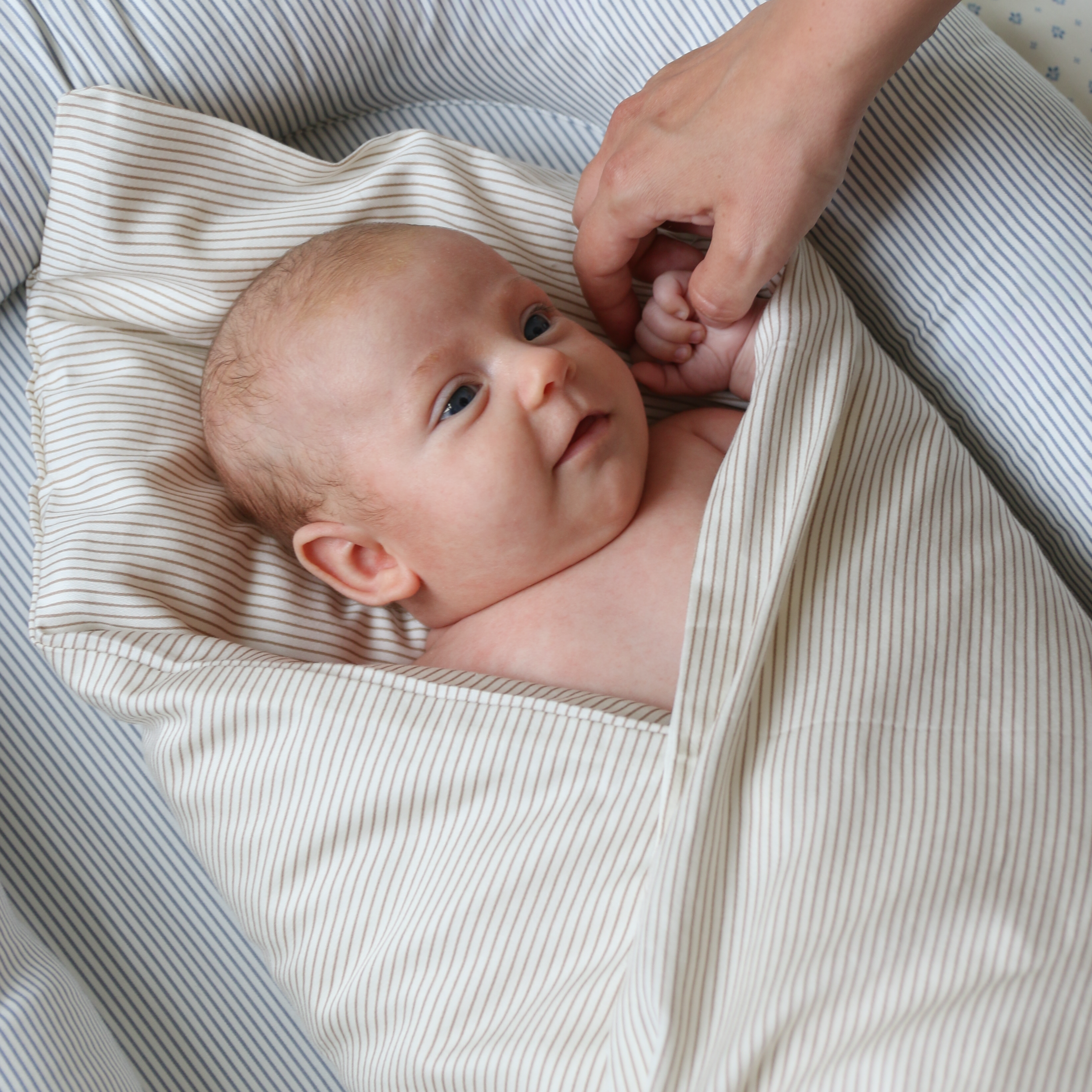 Sengetøj, Baby, 70x100cm - GOTS Classic Stripes Camel