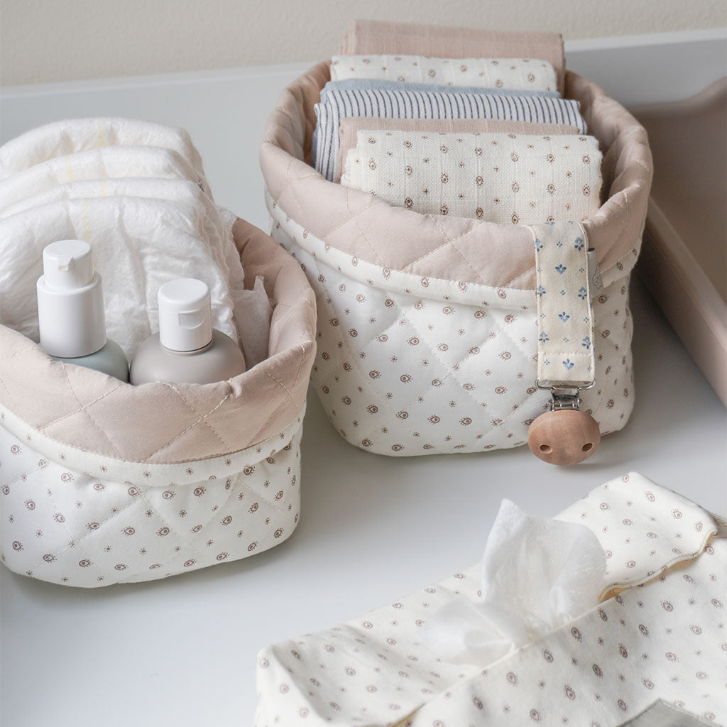 Quiltet Opbevaringskurv, Sæt af to - OCS - Rowan