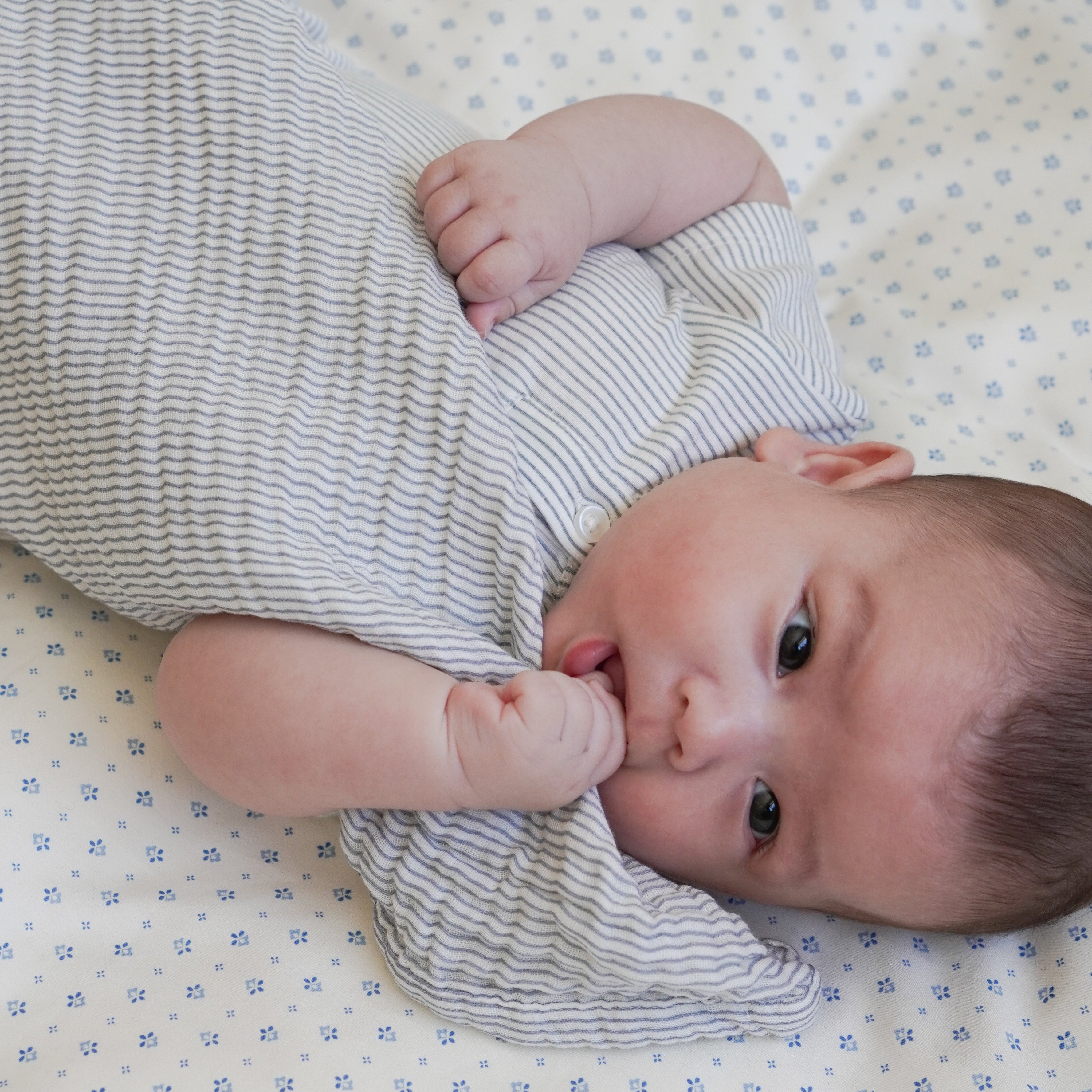 Muslin Babytæppe - GOTS Classic Stripes Blue