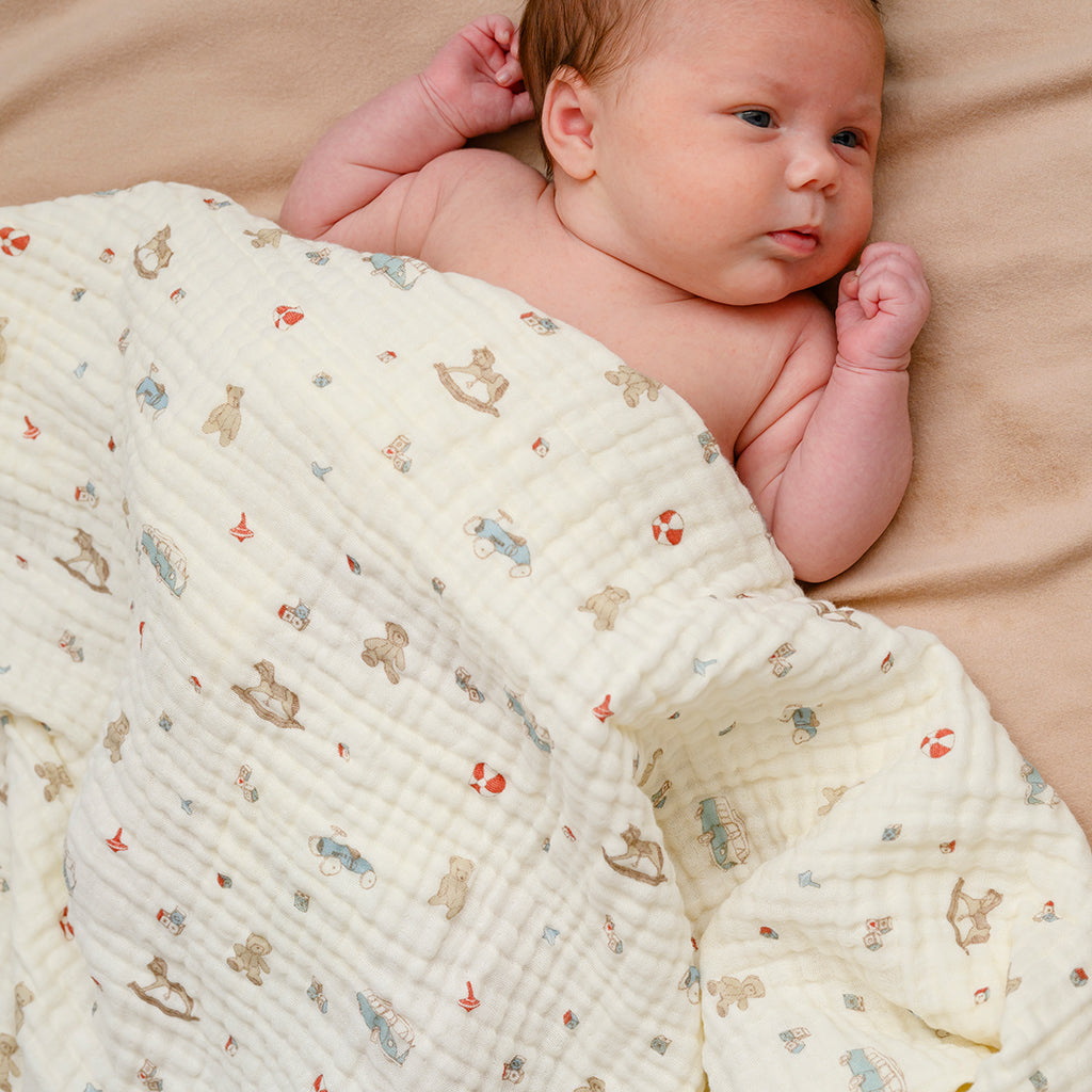 Muslin Babytæppe - GOTS - Vintage Toys
