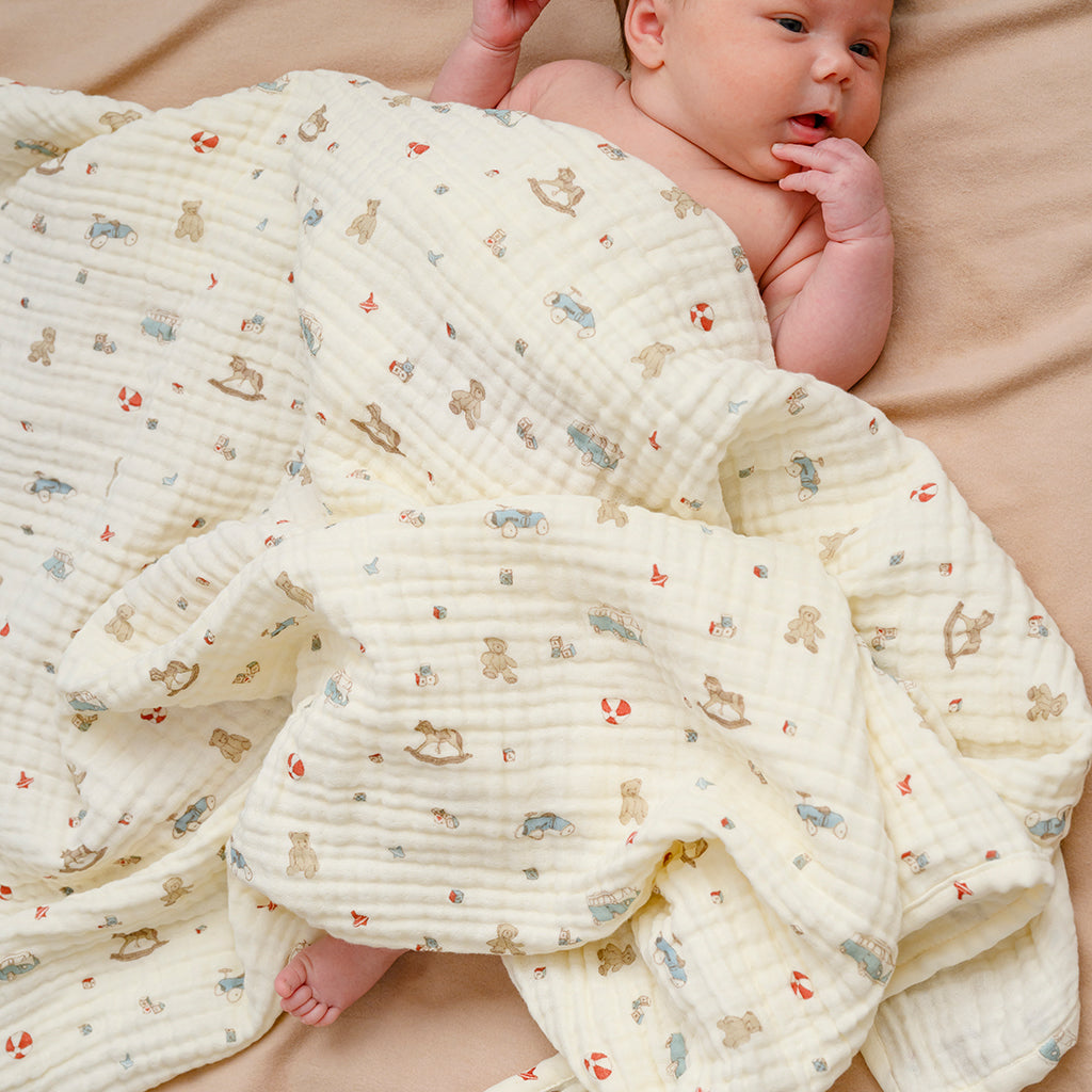 Muslin Babytæppe - GOTS - Vintage Toys