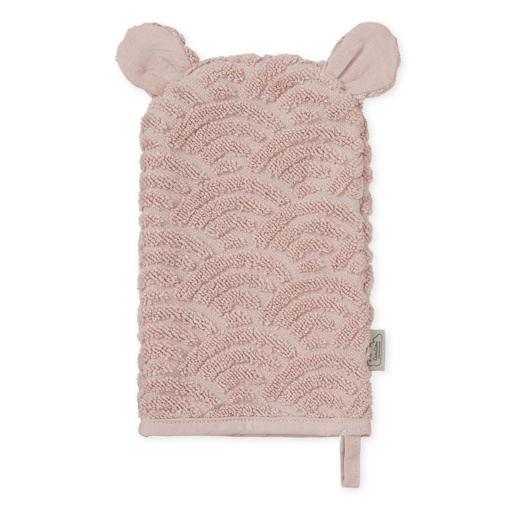 Vaskehandske med ører - GOTS Dusty Rose