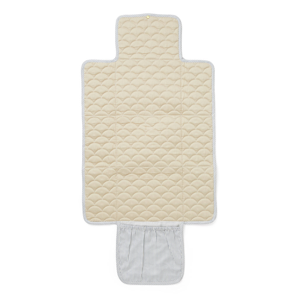 Pusle Underlag, Quiltet - OCS Classic Stripes Blue, Praline