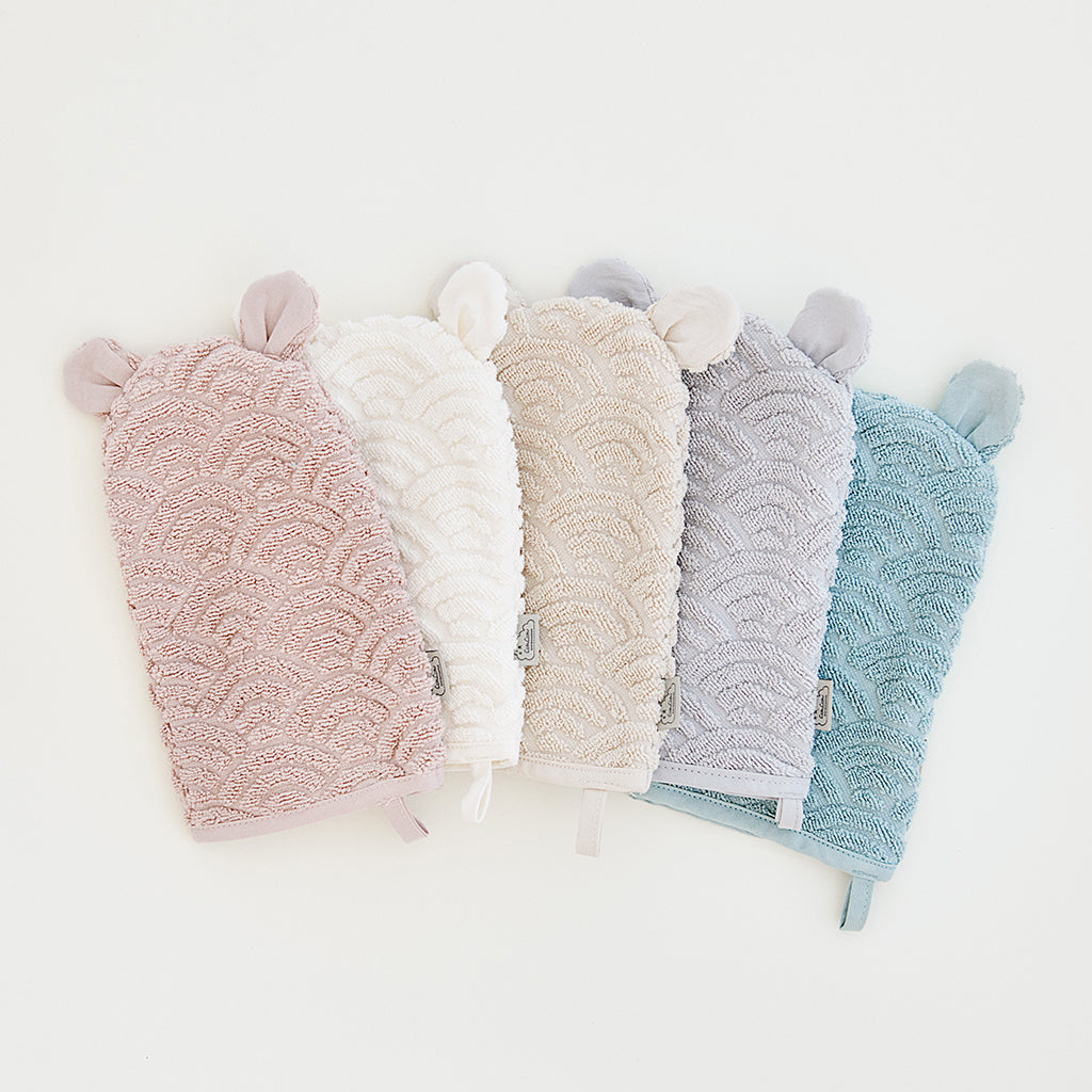 Vaskehandske med ører - GOTS Off-White