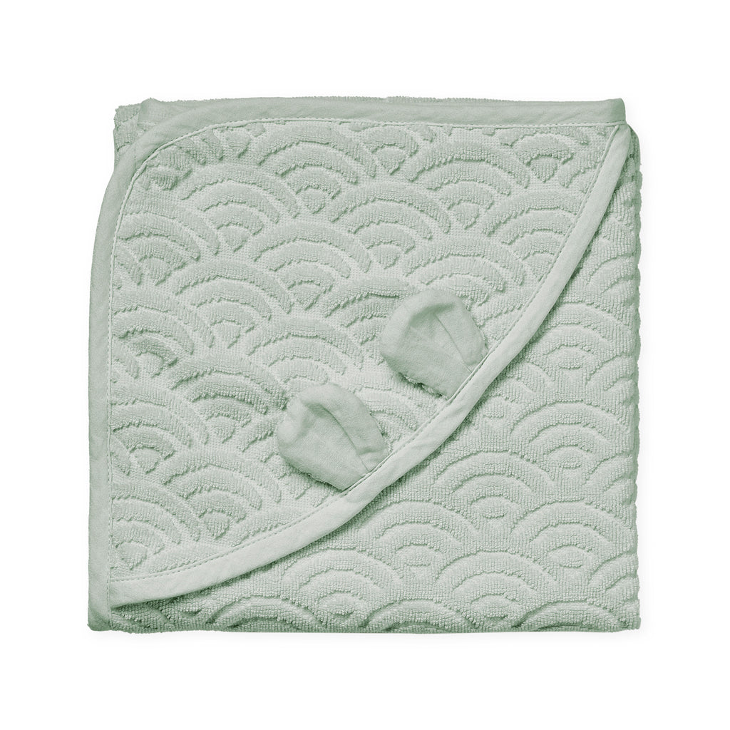 Håndklæde med hætte og ører, Baby - GOTS Dusty Green