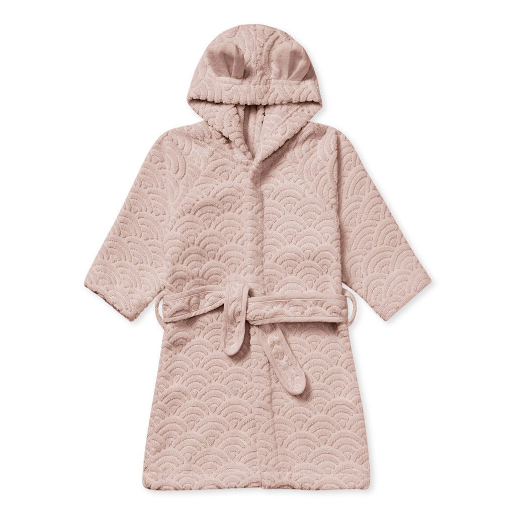 Badekåbe med hætte og ører, 1-2 år - GOTS Dusty Rose