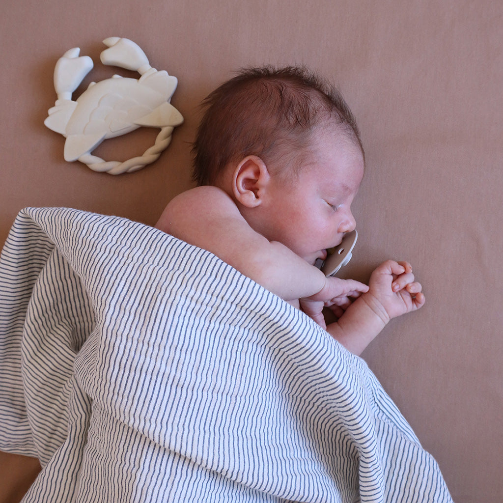 Muslin Babytæppe - GOTS Classic Stripes Blue
