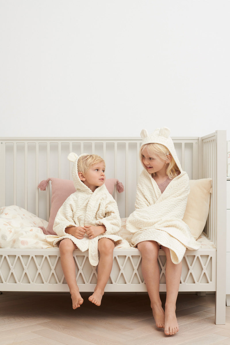 Håndklæde med hætte og ører, Junior - GOTS Off-White