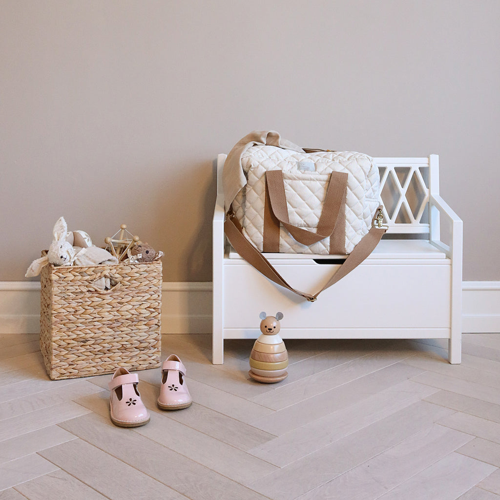 Stor pusletaske m/stropper - OCS - Classic Stripes Camel