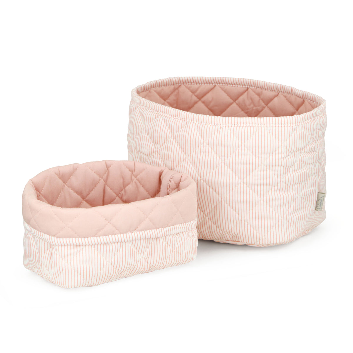Quiltet Opbevaringskurv, Sæt af to - OCS - Classic Stripes Rose