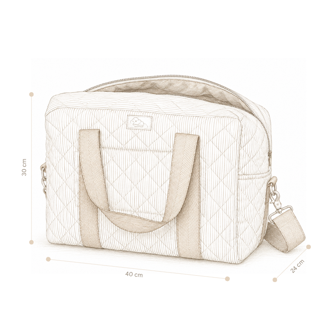 Stor pusletaske m/stropper - OCS - Classic Stripes Camel