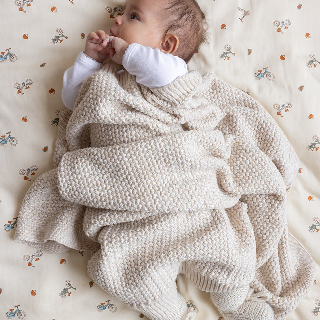 Harper Baby Striktæppe - GOTS - Off White