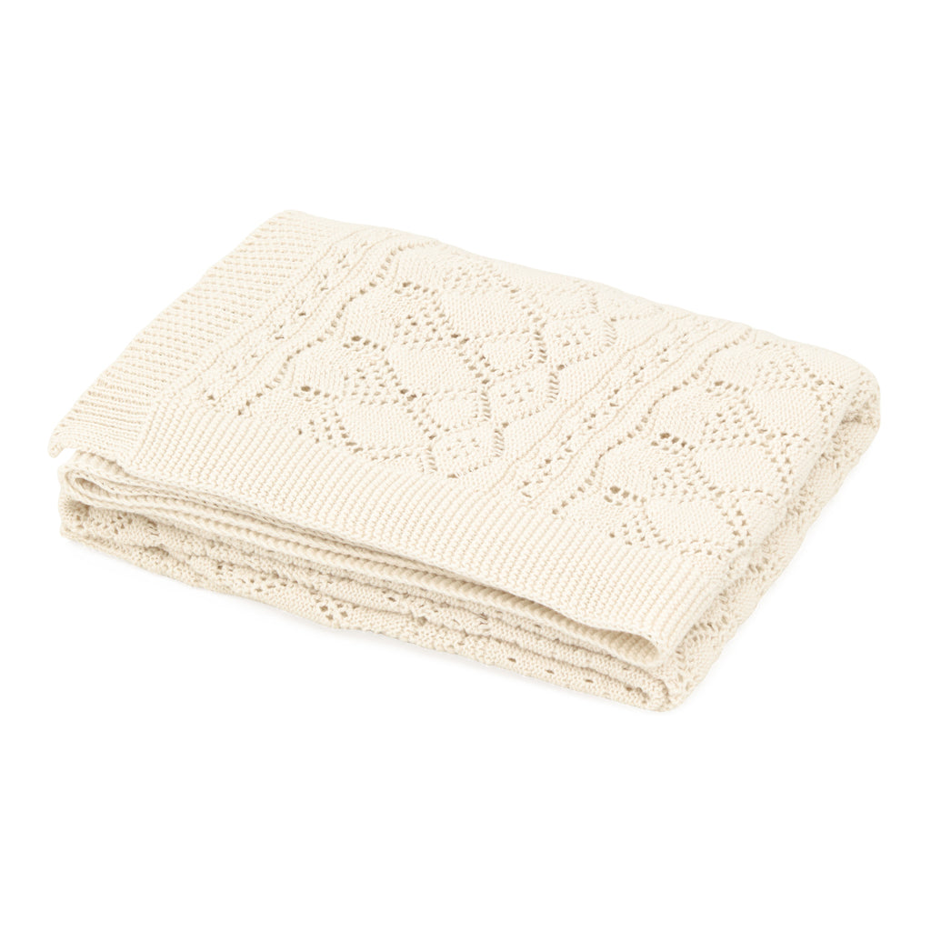 Pointelle Baby Striktæppe - GOTS - Off White 