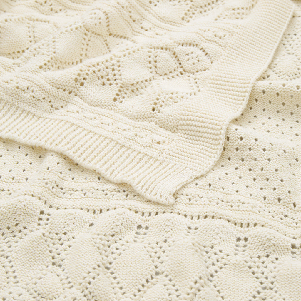 Pointelle Baby Striktæppe - GOTS - Off White 