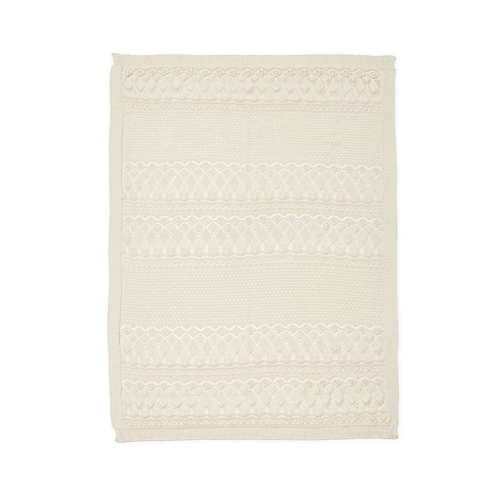 Pointelle Baby Striktæppe - GOTS - Off White 