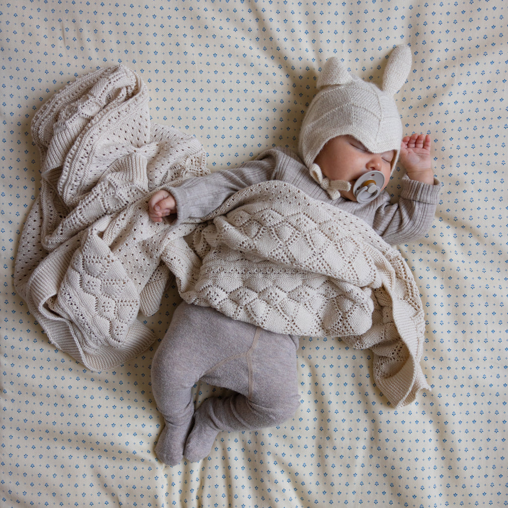 Pointelle Baby Striktæppe - GOTS - Off White 
