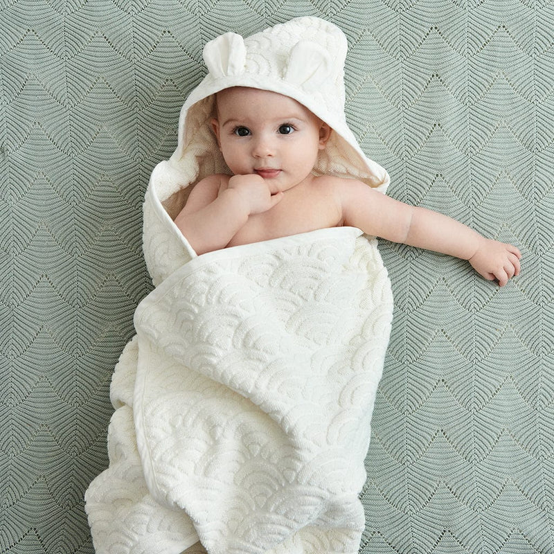 Håndklæde med hætte og ører, Baby - GOTS Petroleum