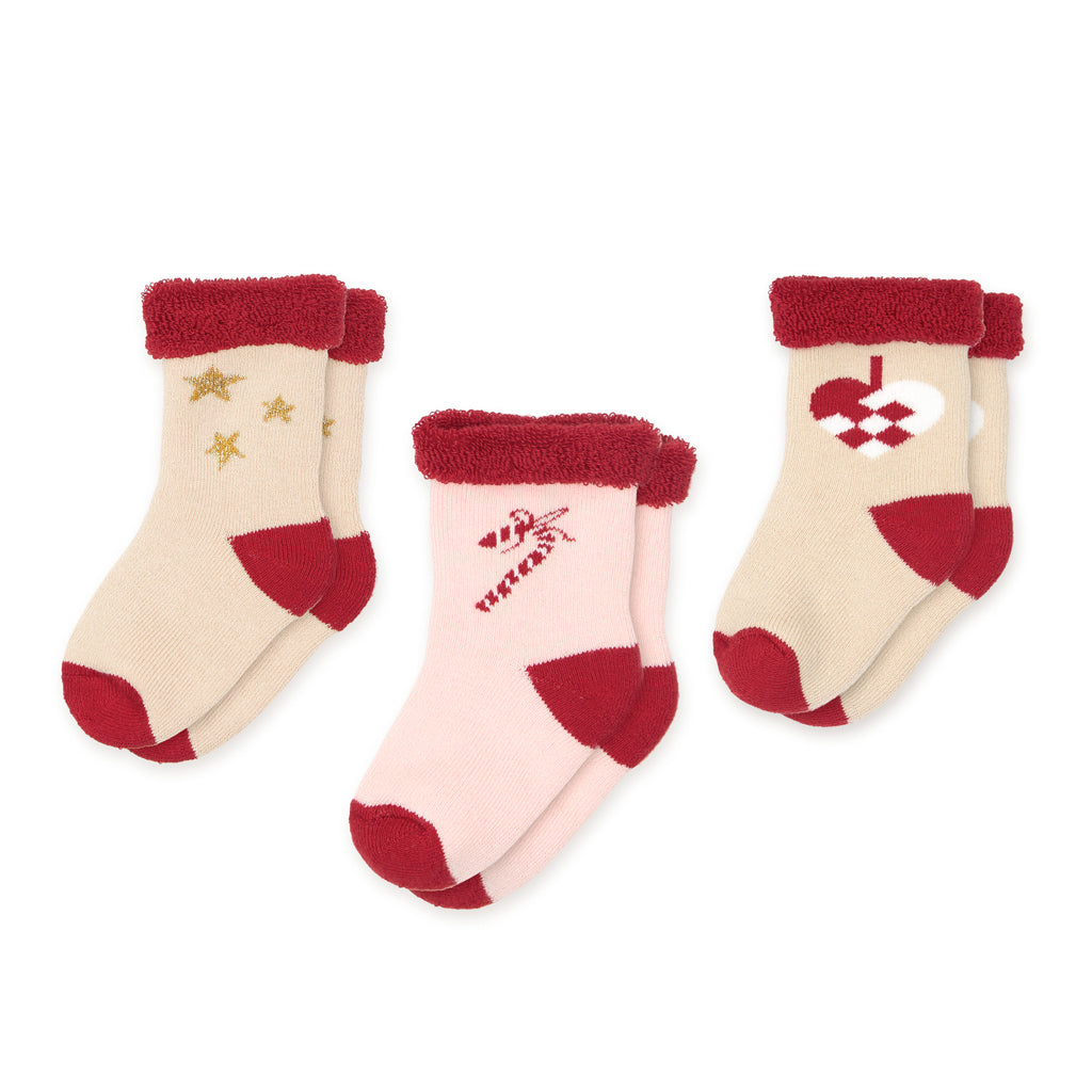 Frottéstrømper Safi, 3-pack - Candy Cane