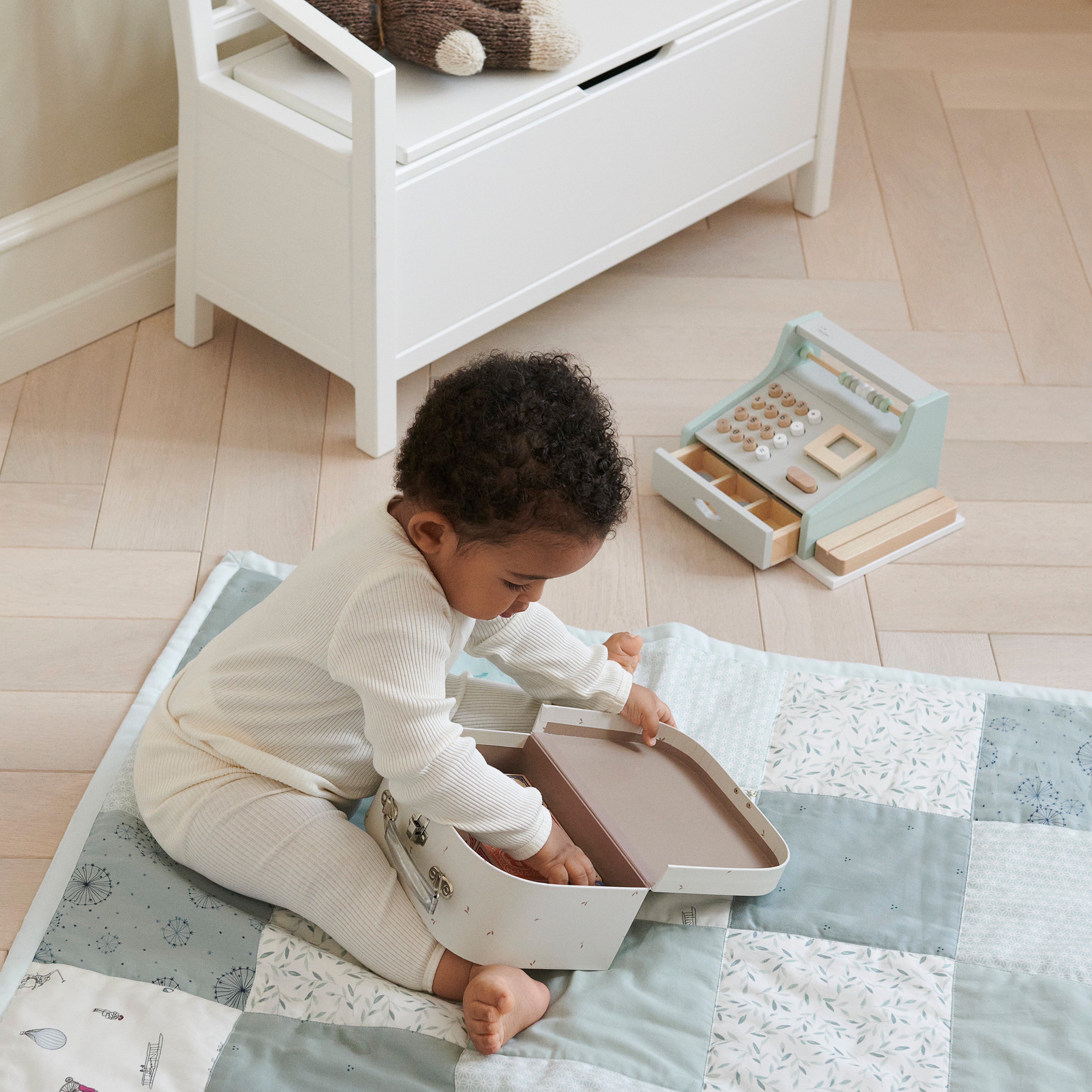 Wooden Cash Register, FSC 100% - Dusty Green