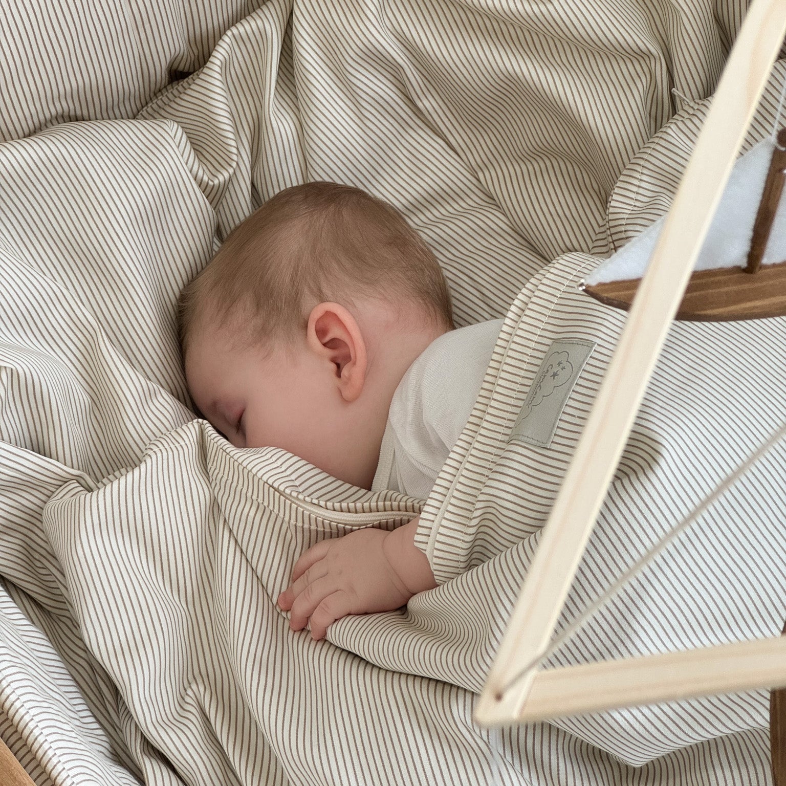 Sengetøj, Baby, 70x100cm - GOTS Classic Stripes Camel