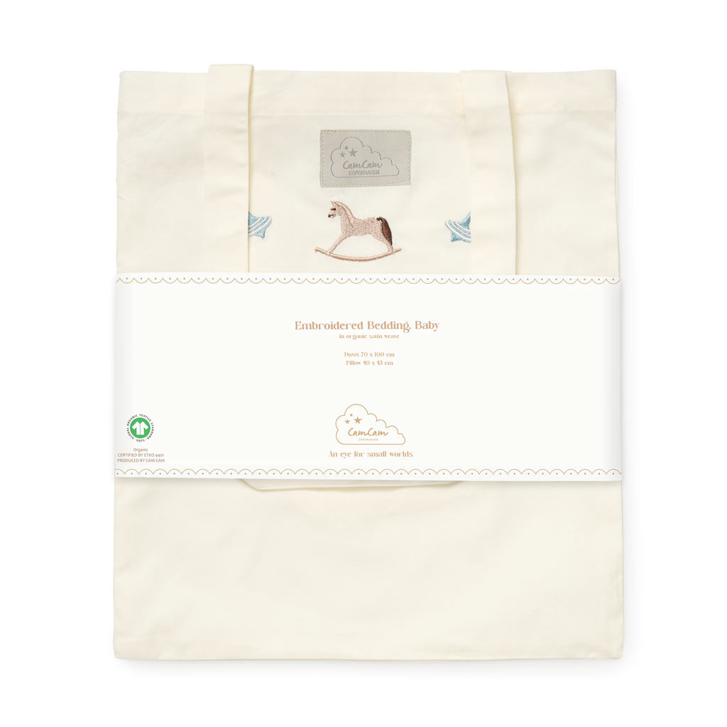 Broderet Sengetøj, Baby, 70x100cm - GOTS - Vintage Toys