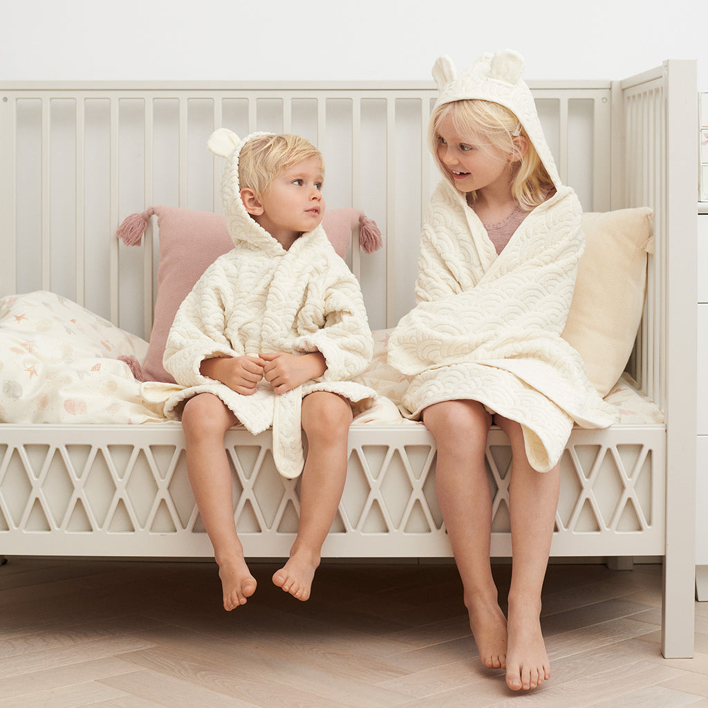 Badekåbe med hætte og ører, 1-2 år - GOTS Dusty Rose